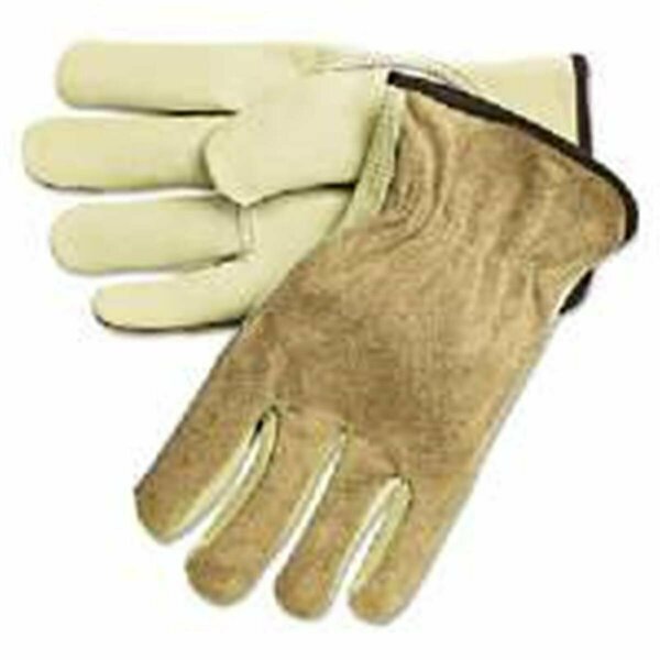 Eat-In 127-3205L Dual Leather Industrial Gloves - Cream - Large - 12 Pairs EA3826297